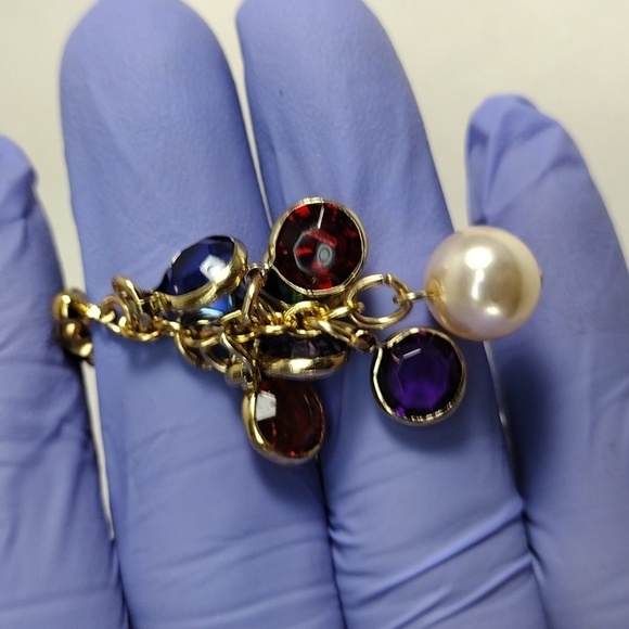 Women's Stylish Gold tone Colorful Stone Cluster Disc Beaded Post Drop Earrings - Picture 4 of 4